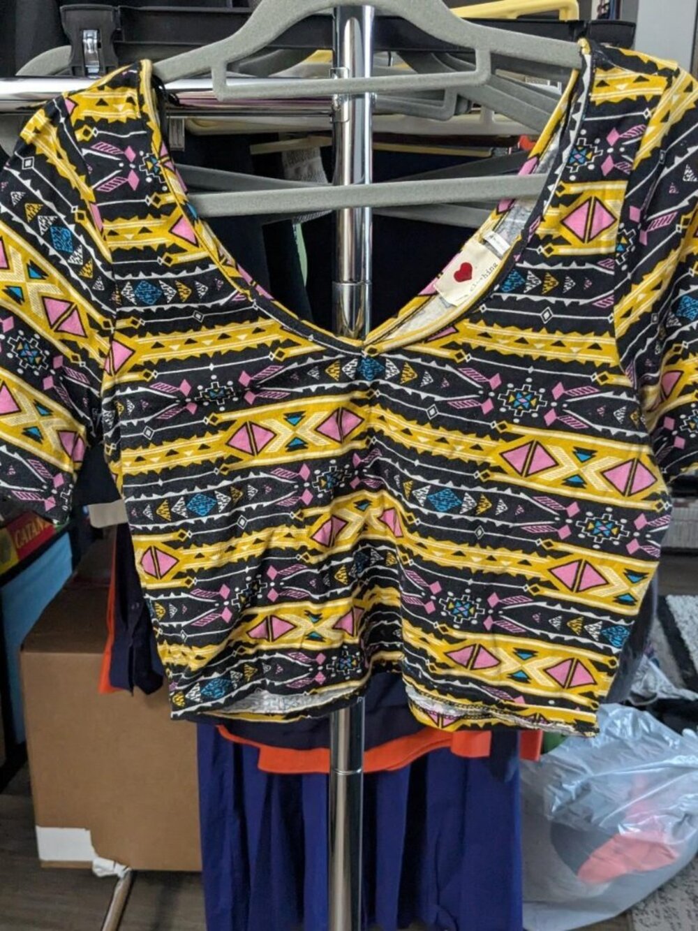 One Clothing Boho Pattern Crop Top Size L